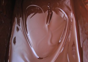 Heart drawn in chocolate