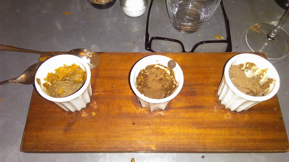 A trio of chocolate mousse