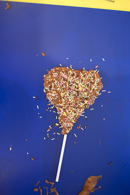 chocolate lollipop with sprinkles