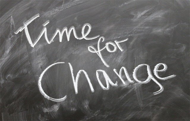 Time for change written in chalk on a blackboard
