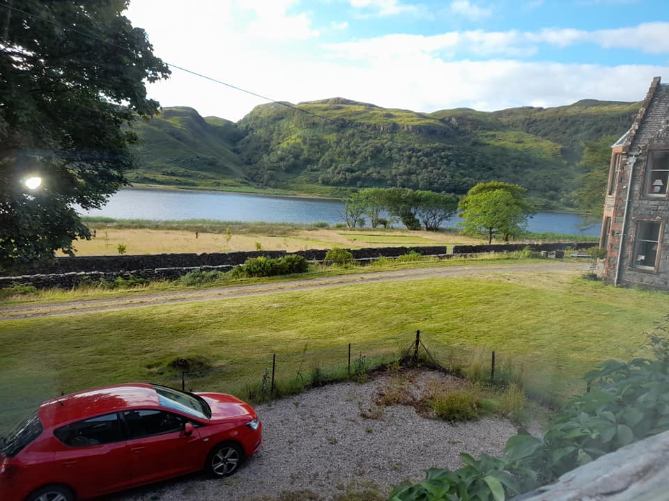 View of Loch Usig and hills from Craig Ben Cottage, Isle of Mull