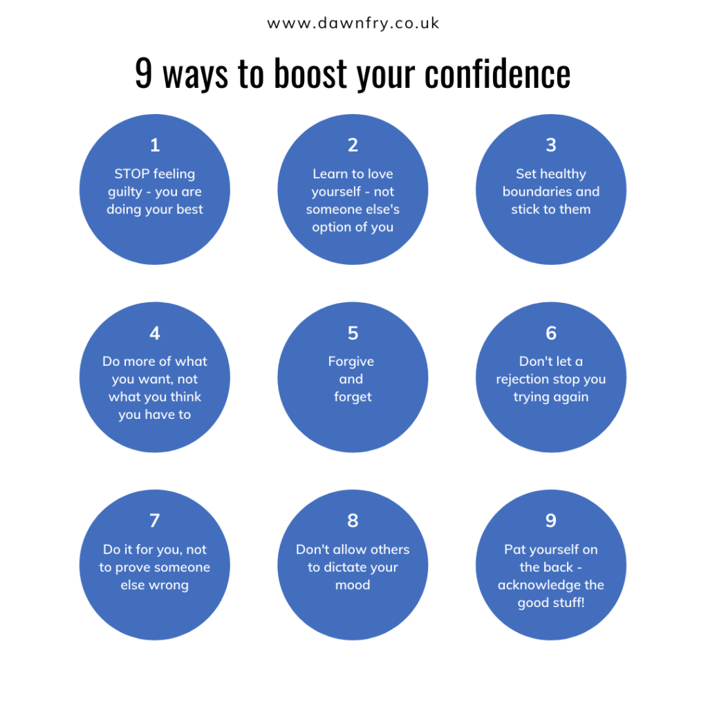 9 points in round blue circles to help you boost your confidence