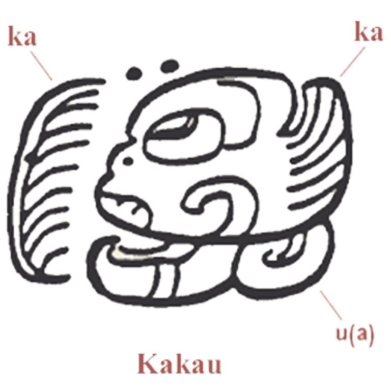 Mayan writing for the word Kakau referring to chocolate