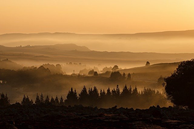 A landscape at dusk