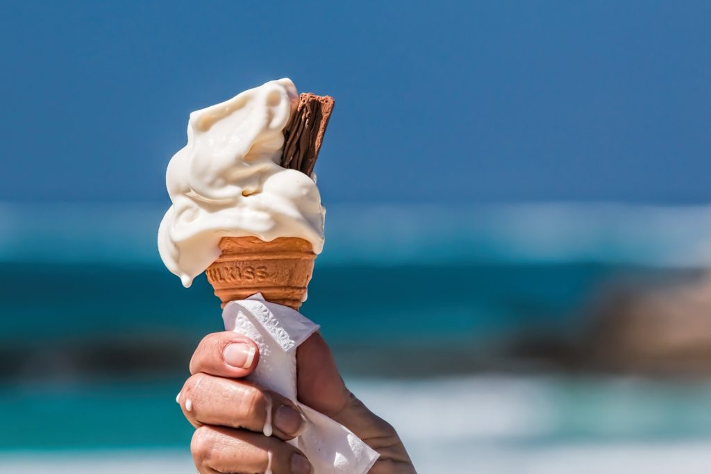 whippy ice cream with chocolate flake starting to melt